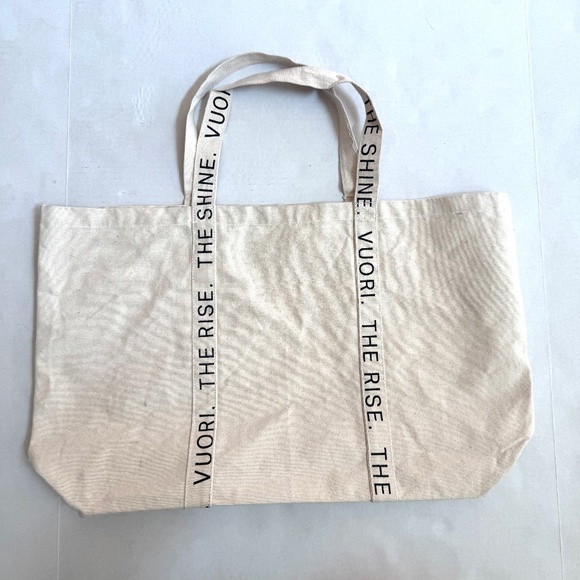 VUORI XL Canvas Tote Bag logo Beige Tan The Rise The Shine Gym Beach 24" x 15" - Picture 8 of 13
